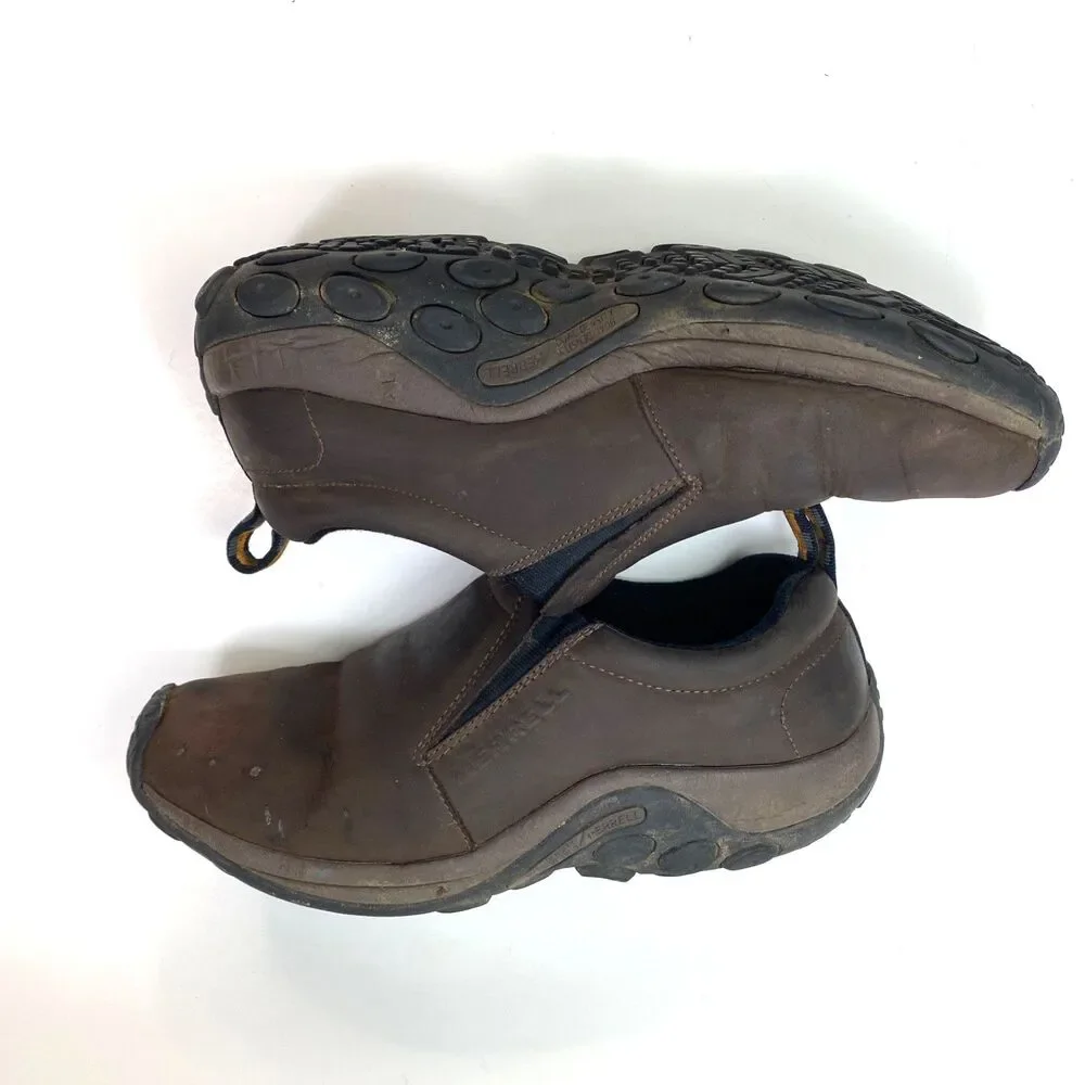 Merrell Jungle Brown Moc NuBuck Leather Slip-On Clog Shoes Size 9 Duel Density